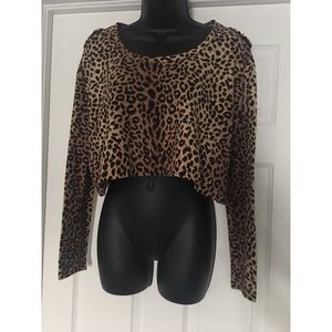 Leopard Long Sleeve Crop Top